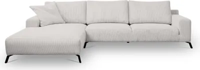 Produktbild von VENASI Ecksofa mit Schlaffunktion Aspen, Beige Cordstoff, Ottomane Links