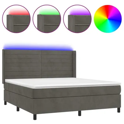 Produktbild von vidaXL Boxspringbett mit Matratze & LED Dunkelgrau 160x200 cm Samt