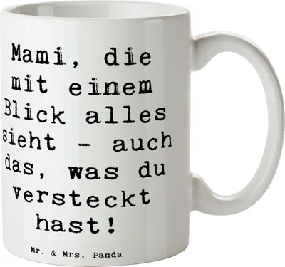 Produktbild von Mr. & Mrs. Panda Kaffeetasse Spruch Mami Superkraft - Weiß - Geschenk, Tasse, handgemacht, Dankbarkeit, einzigartige Designs, Handgefertigt, Kaffeebecher, Aufmerksamkeit