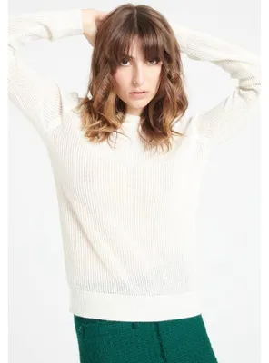 Productafbeelding van Studio Cashmere8 damespullover met ronde hals, model LILLY 23 - Crèmekleur - Maat 2XL