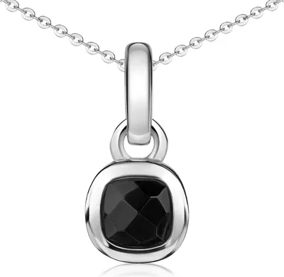 Produktbild von MATERIA by Matthias Wagner Onyx Kettenanhänger quadratisch 925 Silber Schwarz in Schmucketui KA-248-Onyx