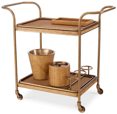 Produktbild von Casa Padrino Luxus Servierwagen Naturfarben / Vintage Messing