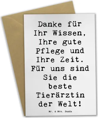 Produktbild von Mr. & Mrs. Panda Grußkarte Spruch Beste Tierärztin - Weiß - Geschenk, Grußkarten, Danke sagen, Bedanken, Dankeschön, einladungskarten, Tiermedizin, hochzeitskarten