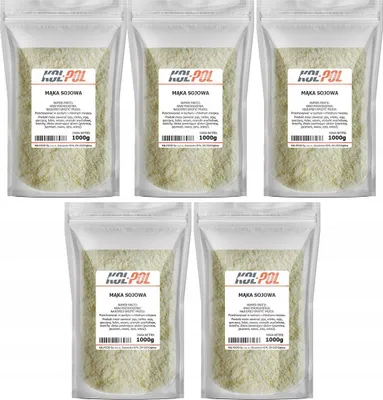 Zdjęcie produktu dla MĄKA SOJOWA 5kg Odtłuszczona soja bez GMO naturalna wysoka jakość Kol-Pol