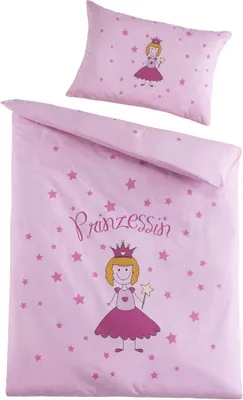 Produktbild von Soma Renforcé Baby Bettwäsche 100 x 135 cm Bettbezug  Kopfkissenbezug 40 x 60 cm Prinzessin Rosa