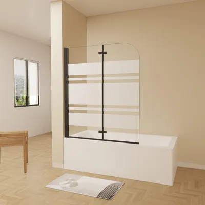 Produktbild von Duschparadies 110x140cm Schwarz Faltwand 2 teilig Badewanneaufsatz Duschwand Badwannenfaltwände 6mm Nano ESG