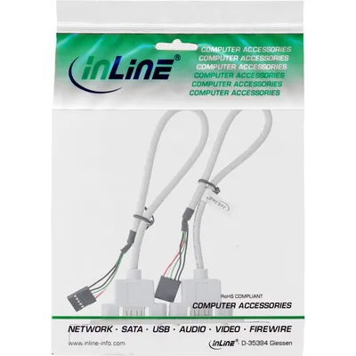 Produktbild von InLine® Slotblech USB 2.0, 2x USB Buchse auf 2x 5pol Pfostenverbinder, 0,3m
