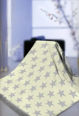 Produktbild von Decke Kinderdecke Tagesdecke Wohndecke Sterne grau creme Größe - 150x200 cm