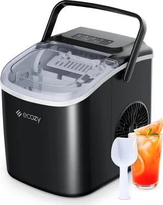 Produktbild von ecozy Eiswürfelmaschine Selbstreinigungs, 1,2L Wassertank, 12kg/24H, 9 Eiswürfel in 6 Minuten, Eiswürfelbereiter für Party, Büro, Bar