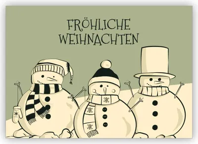 Produktbild von Lustige Weihnachtskarte mit hand gezeichneten Schneemännern: Fröhliche Weihnachten
