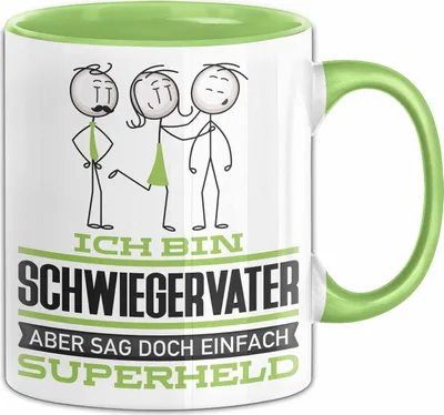 Produktbild von Schwiegervater Geschenk Tasse Ich Bin Schwiegervater Aber Sag Doch Einfach Superheld Lustige Geschenkdiee für Schwiegervater Kaffee-Becher (Grün)