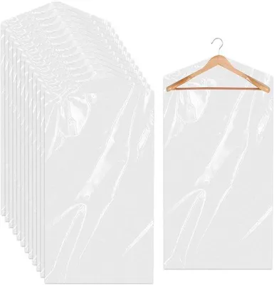 Immagine prodotto di Set di sacchetti di plastica per indumenti, 60 x 90 cm, trasparenti, protezione per tessuti, protezione per indumenti, sacchetti di tessuto per pacchi, cappotti, camicie