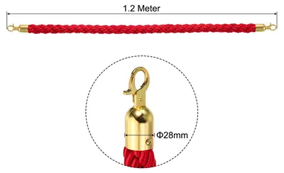 Produktbild von Absperrseil, 1,2m/3,9ft Absperrseil Gedrehte Pfosten-Seile, Rot Gold