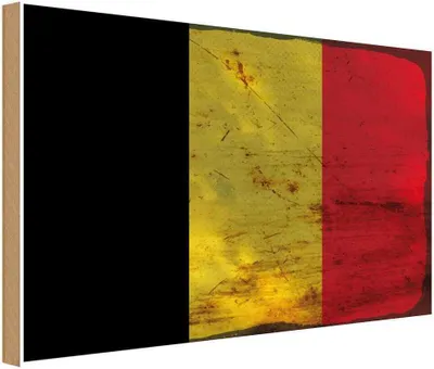 Produktbild von vianmo Holzschild 30x40 cm Belgien Belgium Flagge Fahne Wappen