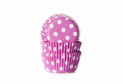 Produktbild von Mini-Muffinförmchen 60 Stück lila mit weißen Punkten