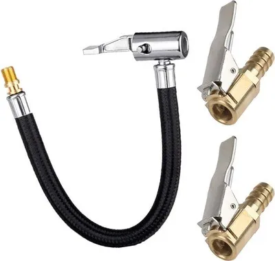 Productafbeelding van Ventielverlengset, 23,5 cm, bandenvulslang met 2 autoventieladapters, 8 mm, luchthefboomaansluiting, voor fietsen, motorfietsen, auto's