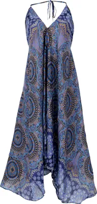 Produktbild von Boho Sommerkleid, Magic Dress, Maxikleid, Neckholder Strandkleid - Dunkelblau, Damen, Viskose, Kleider