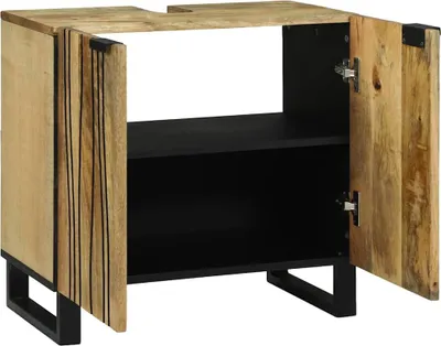 Zdjęcie produktu dla vidaXL Szafka pod umywalkę z drzwiczkami brązowa 62 x 33 x 58 cm Materiał drewnopochodny