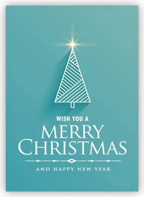 Produktbild von Moderne hellblaue Weihnachtskarte mit grafischem Weihnachtsbaum: wish you a merry christmas and happy new year