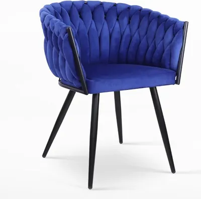 Immagine prodotto di Poltrona design in velluto con braccioli cucina soggiorno Chantilly - Blu