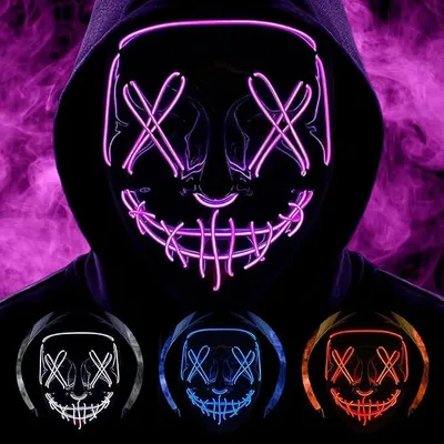 Halloween-LED-Maske, Neon-Cosplay-Maske für Erwachsene, 20x17x8 cm