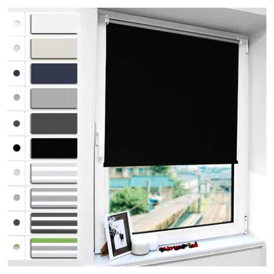 Produktbild von Verdunklungsrollo ohne Bohren und mit Bohren Klemmfix, Schwarz 100x120cm, Verdunkelungsrollo Klemmrollo Thermorollo, Fensterrollo innen Sonnenschutz und Sichtschutz