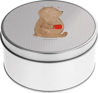 Produktbild von Mr. & Mrs. Panda Dose Bär Kaffee - Grau Pastell - Geschenk, Coffee, Guten Morgen, Erinnerungsbox, Teedose, Aufbewahrungsdose, keksdosen, Bären, zuckerdose, Motivation