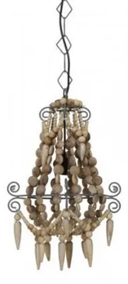 Immagine prodotto di Lampada a sospensione Casa Padrino, design industriale, colore marrone, diametro 33 cm, altezza 50 cm, lampada da soffitto massiccia in legno e metallo