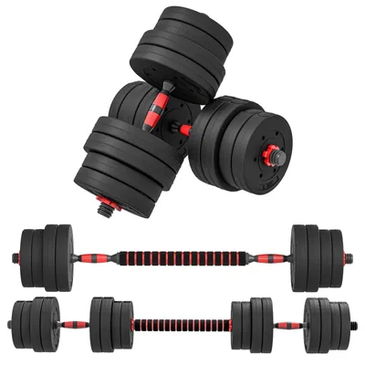 Produktbild von 2-in-1-Hantelset 30 kg, Kurzhantel und Langhantel, verstellbar,schwarz, für Heimtraining
