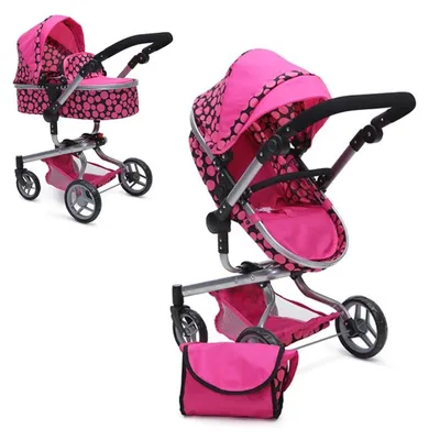 Produktbild von Puppenwagen Bella 9695 Puppenkorb Sonnendach und Schiebegriff verstellbar Tasche