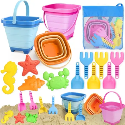 Produktbild von Strandspielzeug Set, 14-teilig, mit faltbarem Eimer, für Kinder