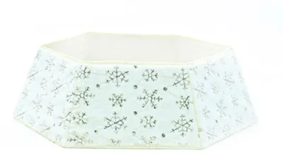 Imagen del producto de ACA, cubierta decorativa blanca para soporte de árbol de Navidad iluminado, con diseño de copos de nieve, de 76,2 x 61 x 24 cm, modelo X072384