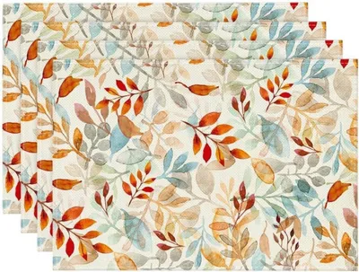 Produktbild von Artoid Mode Blätter Herbst Platzsets 4er Set 30x45cm - Urlaub Tischsets Waschbar Platzdeckchen