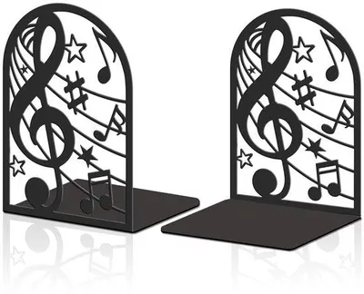 Produktbild von Bücherständer Metallisch, Schwarz, 2er Pack, Bücherregal, Dekorative Bücherstützen