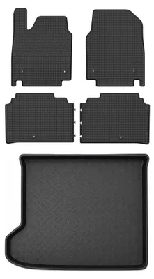 Productafbeelding van Rubberen automatten + kofferbakmat voor Kia EV6 vanaf 2021 (hatchback) – 5-delig, zwart, op maat – Wielganizator