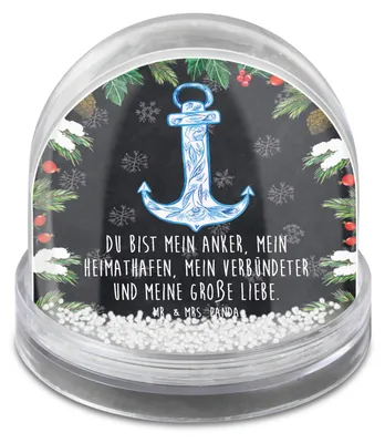 Produktbild von Mr. & Mrs. Panda Weihnachts Schneekugel Anker Blau - Kreidetafel - Geschenk, wasserkugel, Lustige Sprüche, Weihnachten, dekoartikel, schnee kugel