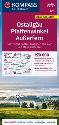 Produktbild von KOMPASS Fahrradkarte 3344 Ostallgäu, Pfaffenwinkel, Außerfern 1:70.000