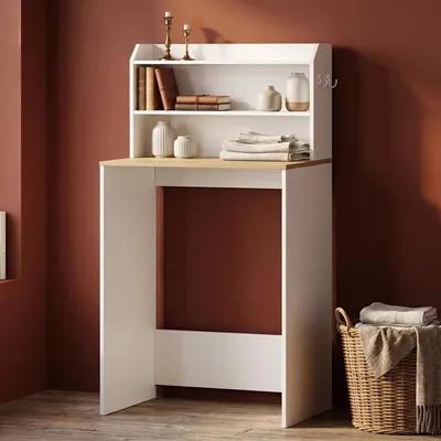 Produktbild von Waschmaschinenschrank, Überbauschrank für Waschmaschine | Waschmaschinenregal mit offenen Ablagefächern, Waschmaschinen Schrank, 50 x 68 x 128 cm