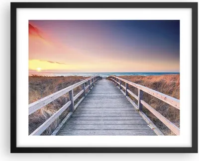 Produktbild von Gerahmtes Poster - Schwarzer Rahmen - Weg Meer Brücke - 50x40 cm - Wand Bild - Wanddeko - Wandbilder - Kunstposter - Wandposter - Bilderrahmen - Bilder - Kunstdruck - Wanddekoration - P2BAA50x40-4948