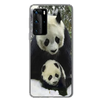 Produktbild von MuchoWow® Handyhülle Schutzhülle Hülle für Huawei P40 Pro Panda - Jungtier - Schnee Silikon Softcase Handy Hülle - Schutz