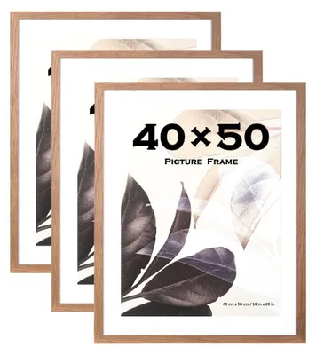 Immagine prodotto di Omgoods - Set di 3 cornici per foto, dimensioni 40x50 cm, colore marrone
