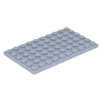A light gray LEGO plate is shown from a diagonal angle against a white background.