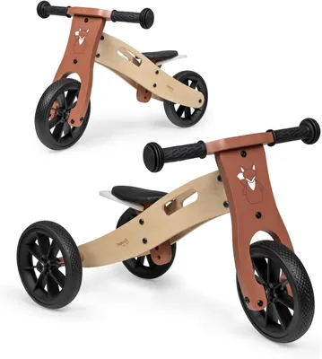 Image de First Ride Eco - Vos : Trottinette et vélo d'apprentissage en bois, avec 3 ou 2 roues - 5 pneus en EVA - Pour les enfants à partir de 1 an et jusqu'à 20 kg