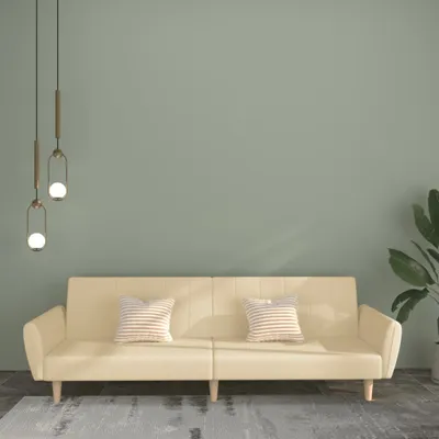 Produktbild von Design Schlafsofa 2-Sitzer Creme Stoff, Schlafsofas 2024 Neu