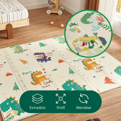 Produktbild von CASABEL Baby-Spielmatte, dick und weich, 180x150cm, Motiv Dschungel