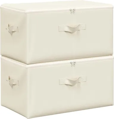 Produktbild von vidaXL Aufbewahrungsboxen 2 Stk. Stoff 43x34x23 cm Creme