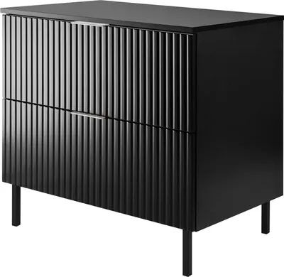 Immagine prodotto di Mobiletto, nero opaco, 80 x 77 x 46 cm, maniglia nera, gambe nere + piano di lavoro
