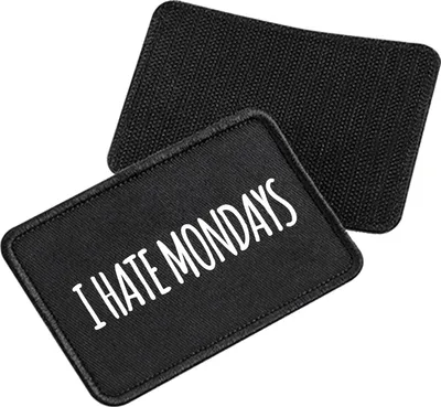 Produktbild von Huuraa Patch I hate mondays Schriftzug Black 10 x 6,5cm Baumwolle Klettpatch für Mütze Geschenkidee
