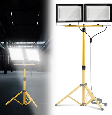 Produktbild von Izrielar LED Baustrahler 200W, Strahler Fluter mit Stativ und 3m Kabel Stecker, Kaltweiß Außenstrahler Arbeitsleuchte IP66 Wasserdicht