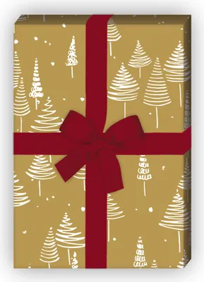 Produktbild von Retro Weihnachtspapier mit schönem Weihnachtsbaum Wald, beige, 32 x 48cm - G9840, 32 x 48cm